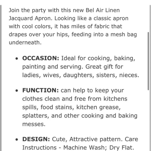 Simply Whimsical Bel Air pink/grey dress style apron-NIP - Picture 11 of 12